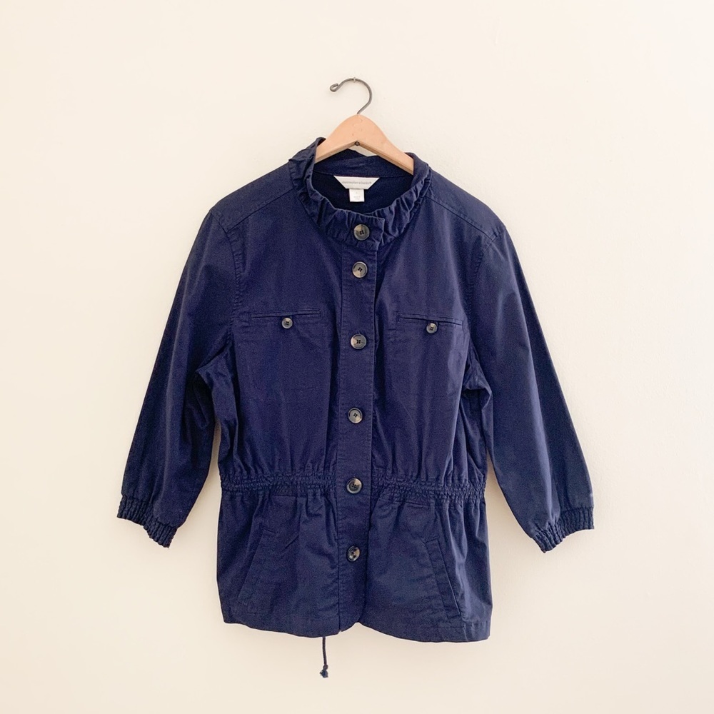 Christopher & Banks Anorak‎ Blue Button Lightweight Jacket Large L